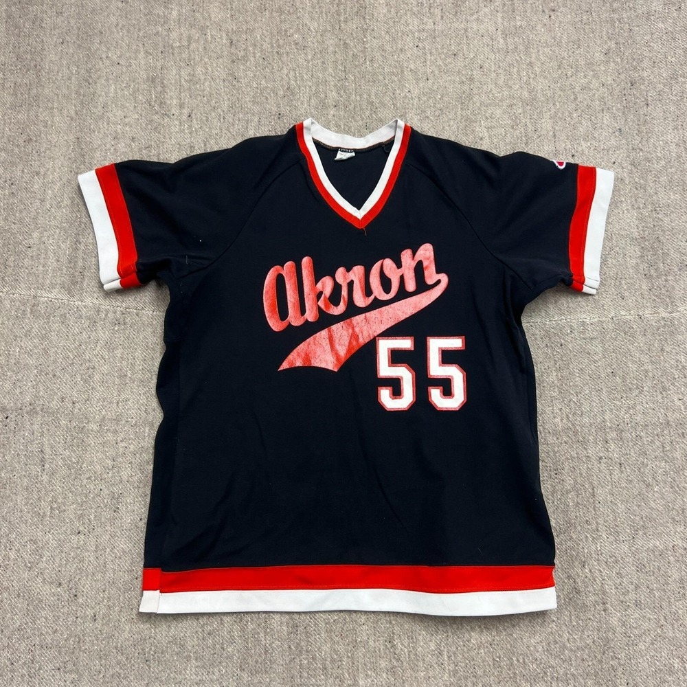 Vintage Akron Ohio Jersey Women's Large Black 1980s Lady Champion